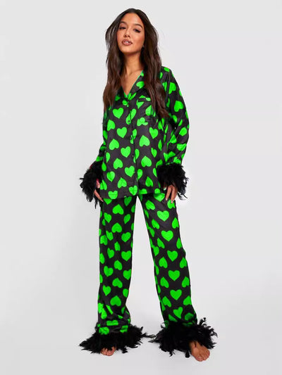 Ice silk shirt long pants loose pajamas