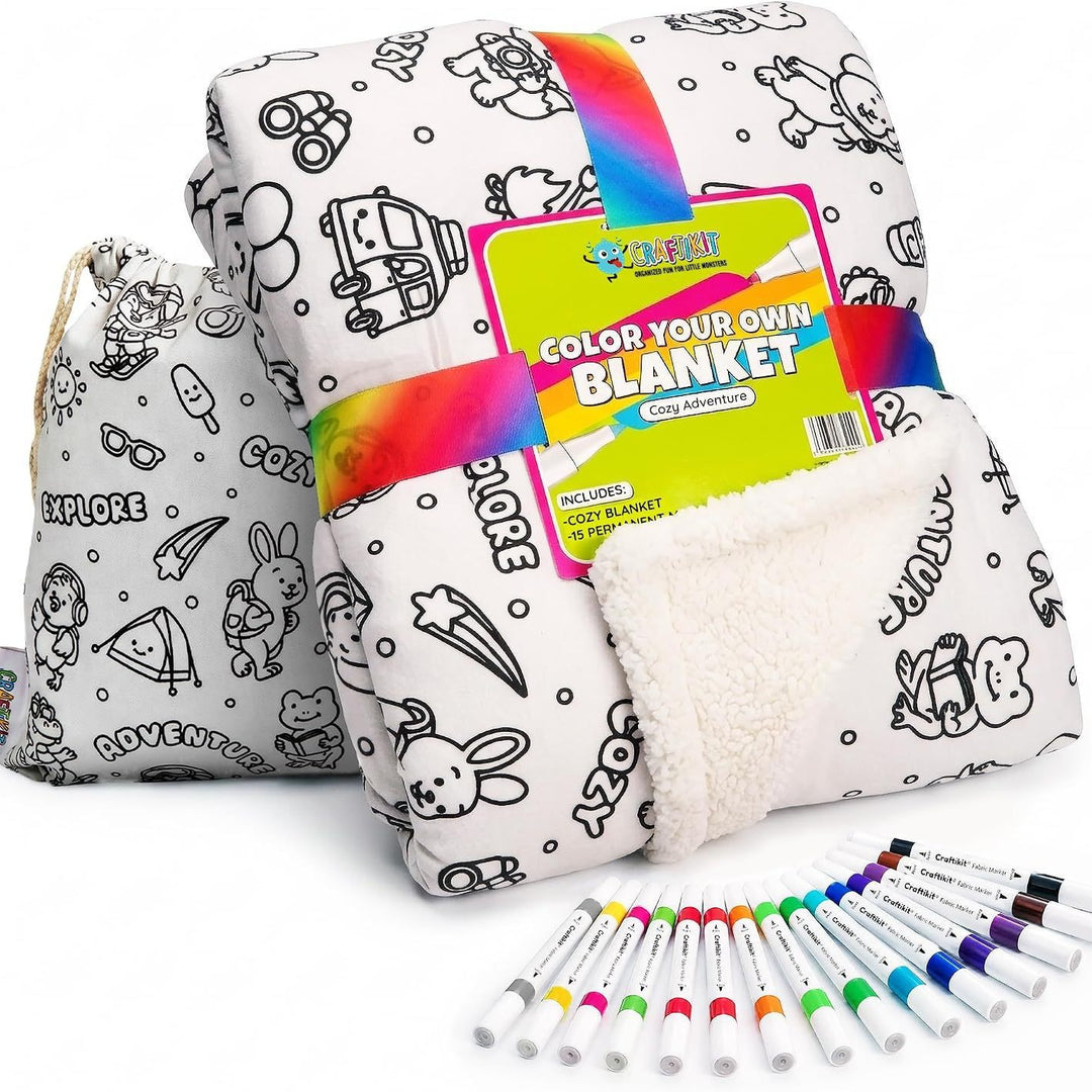 DIY Children's Coloring Blanket with Paintbrushes