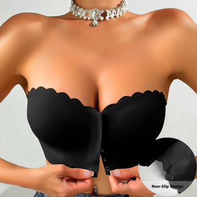 Front buckle wavy edge bra