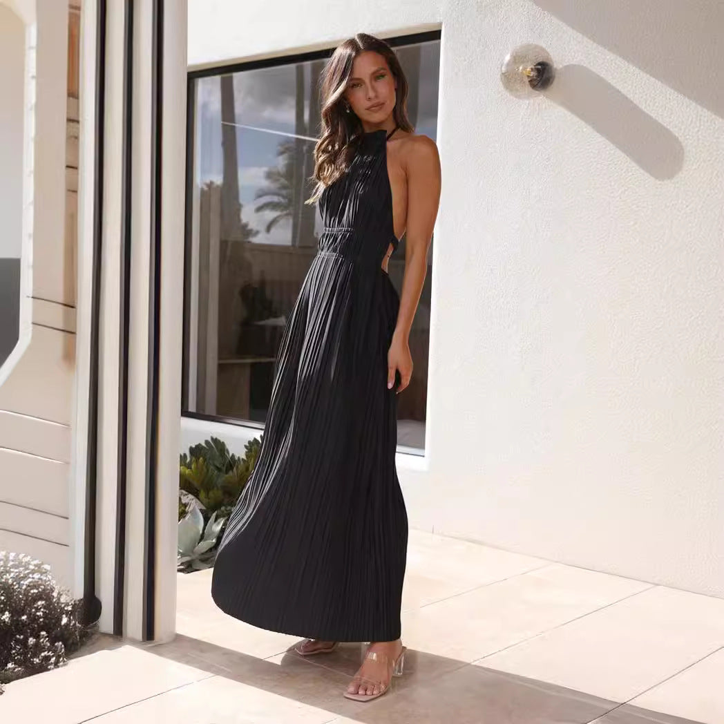 Strapless Lace-Up Long Dress