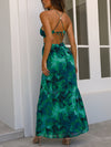 Halter Backless Hollow Out Printed Dresses