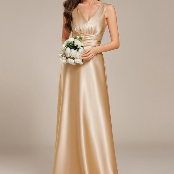 Women's V-neck satin formal dress