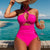 Backless High Waist Solid Color One Piece Swimsuit