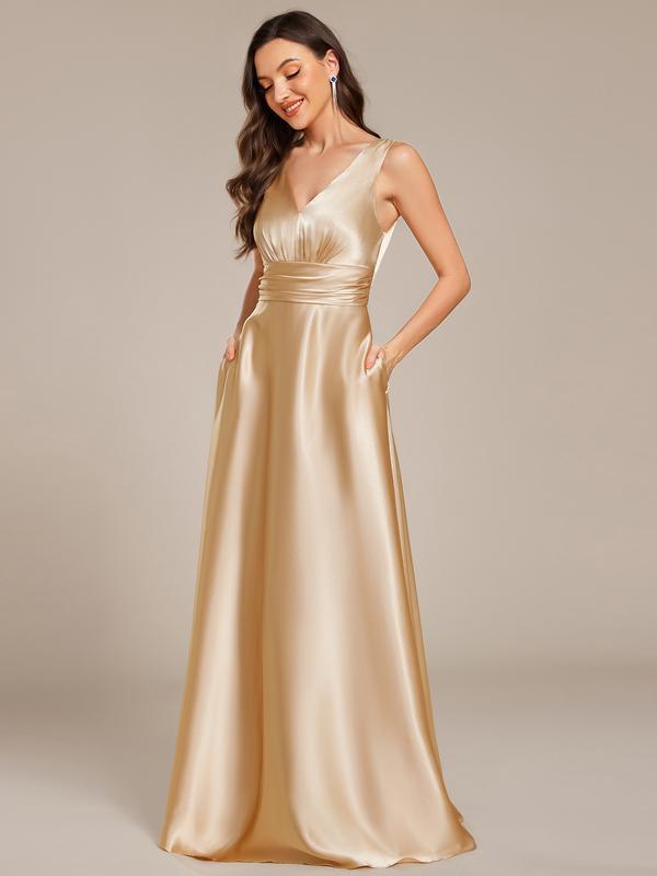 Women's V-neck satin formal dress