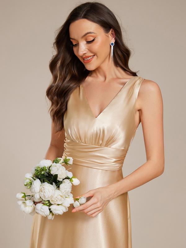 Women's V-neck satin formal dress