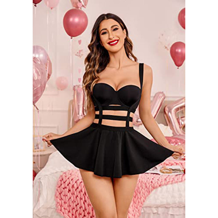 High-waisted slimming mini skirt