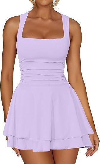 Square neck short dress