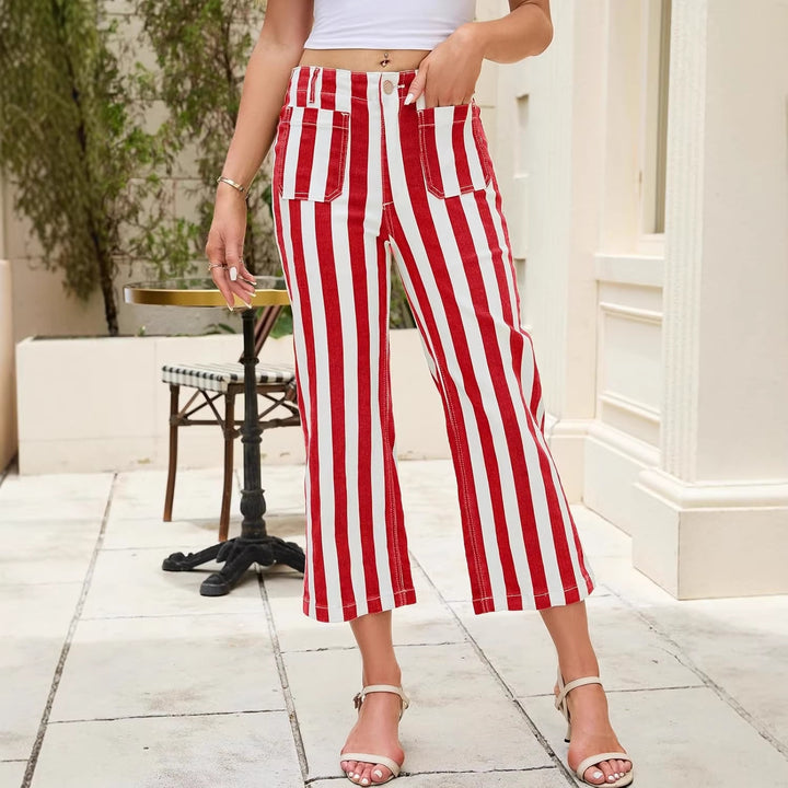 Striped Print Fashion Casual Jeans