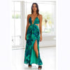 Halter Backless Hollow Out Printed Dresses