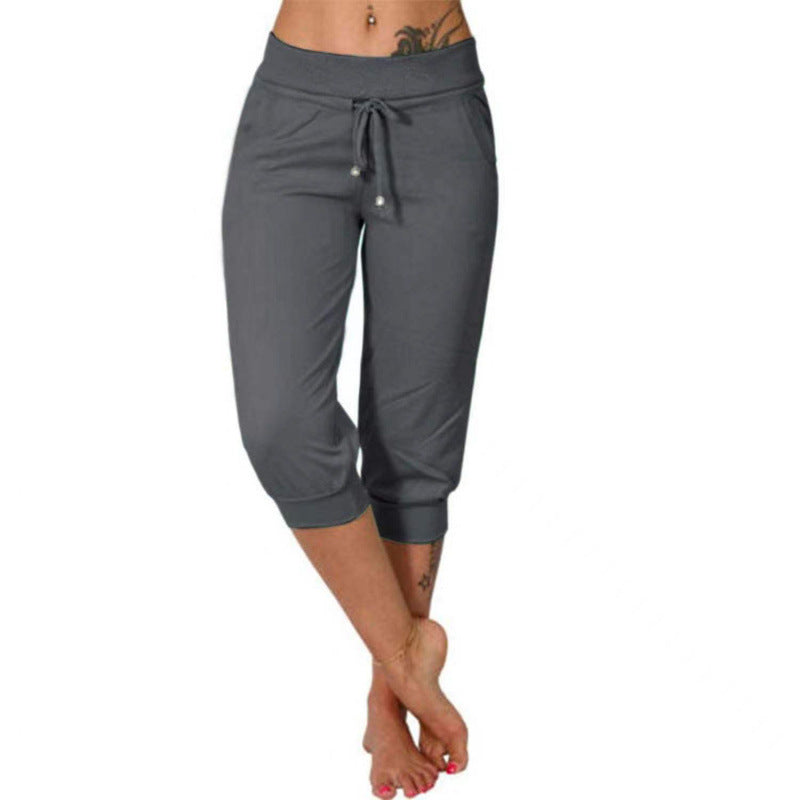 High-waisted drawstring pocket sweatpants
