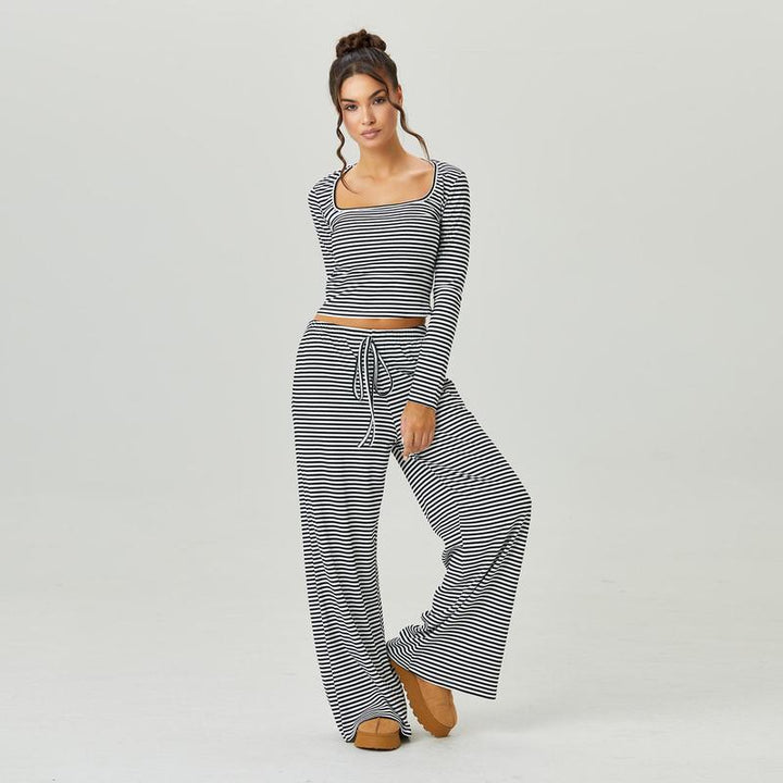 Striped slim-fit fashion suit