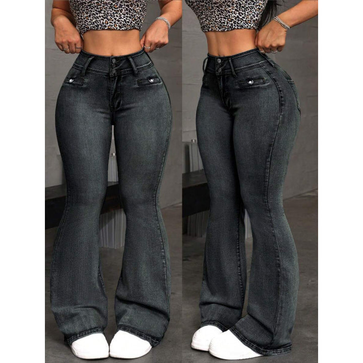 Slim-fit high-waisted flared jeans