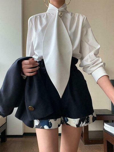 Fashion long sleeve high collar shirt
