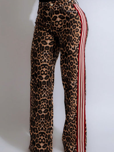 High Waist Leopard Print Casual Pants