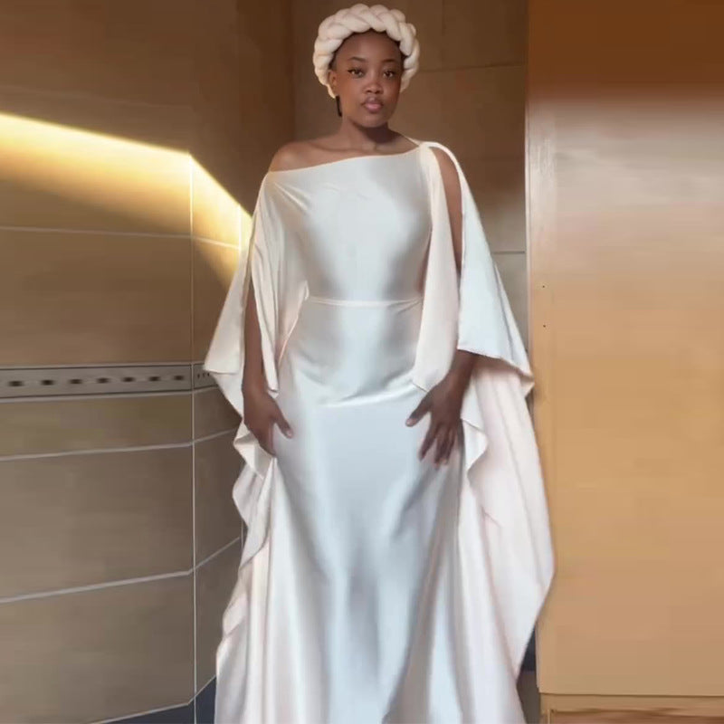 Off-shoulder fitted waist elegant dress