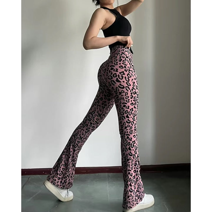 Leopard print high-waisted yoga pants