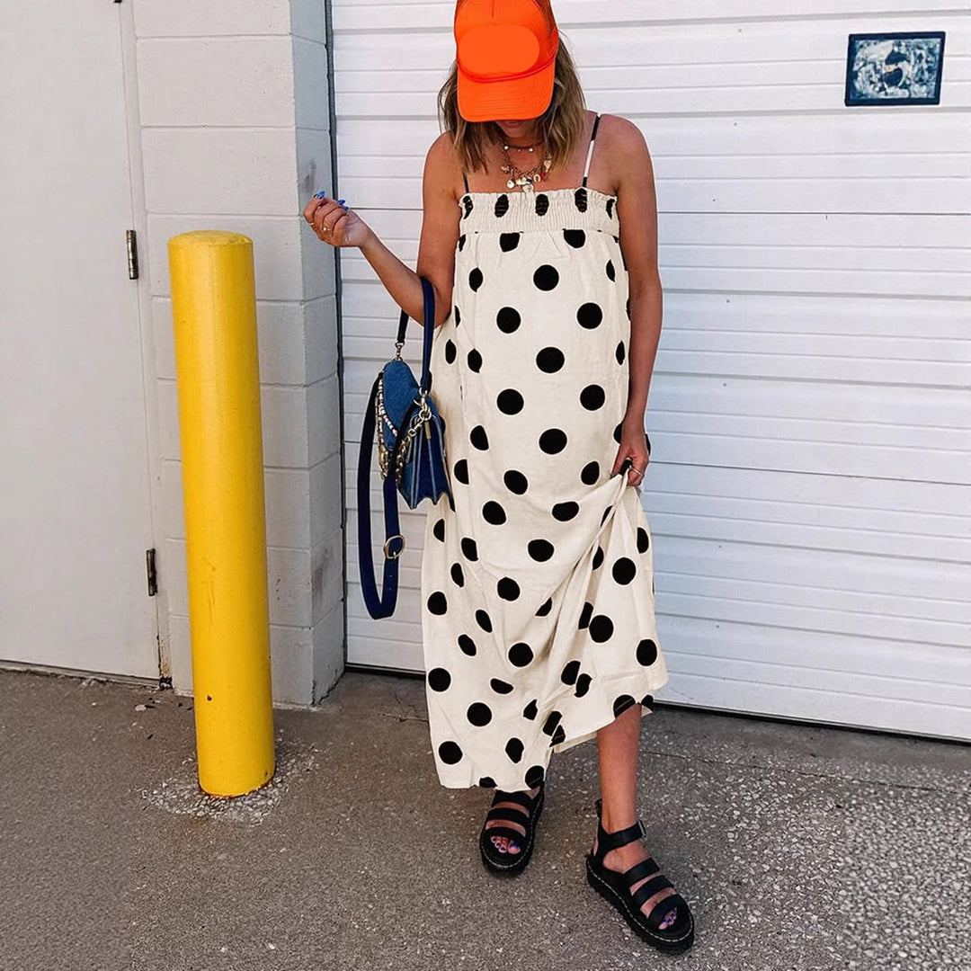 Polka dot print long dress