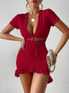 Lace-up crossover hem dress