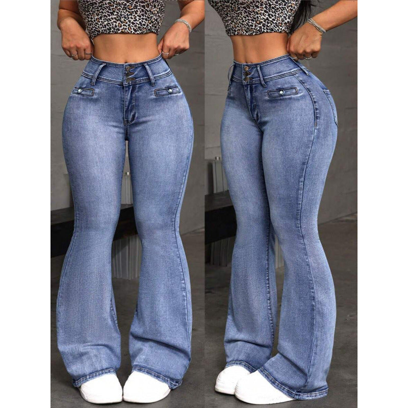 Slim-fit high-waisted flared jeans