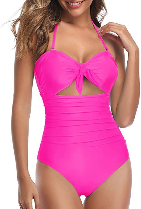 Tummy Tuck High Waist Hollow Out One-piece Swimsuit