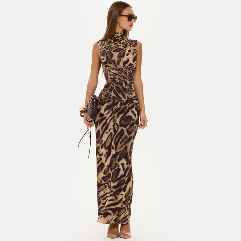 Women's two-piece dress with drawstring waist