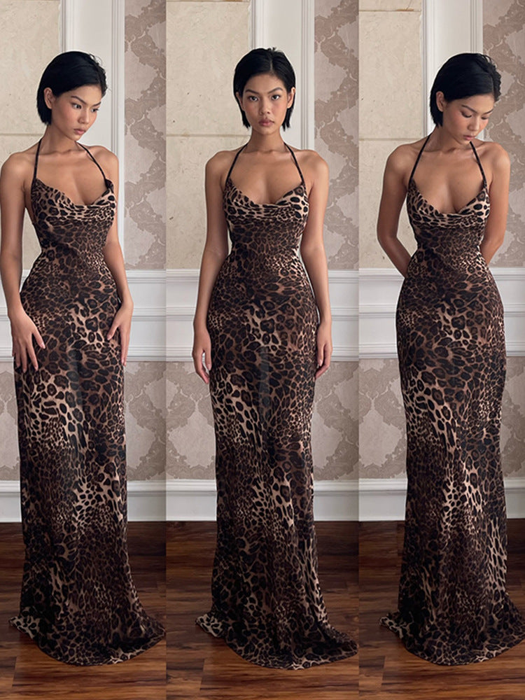 Leopard Print Backless Dress