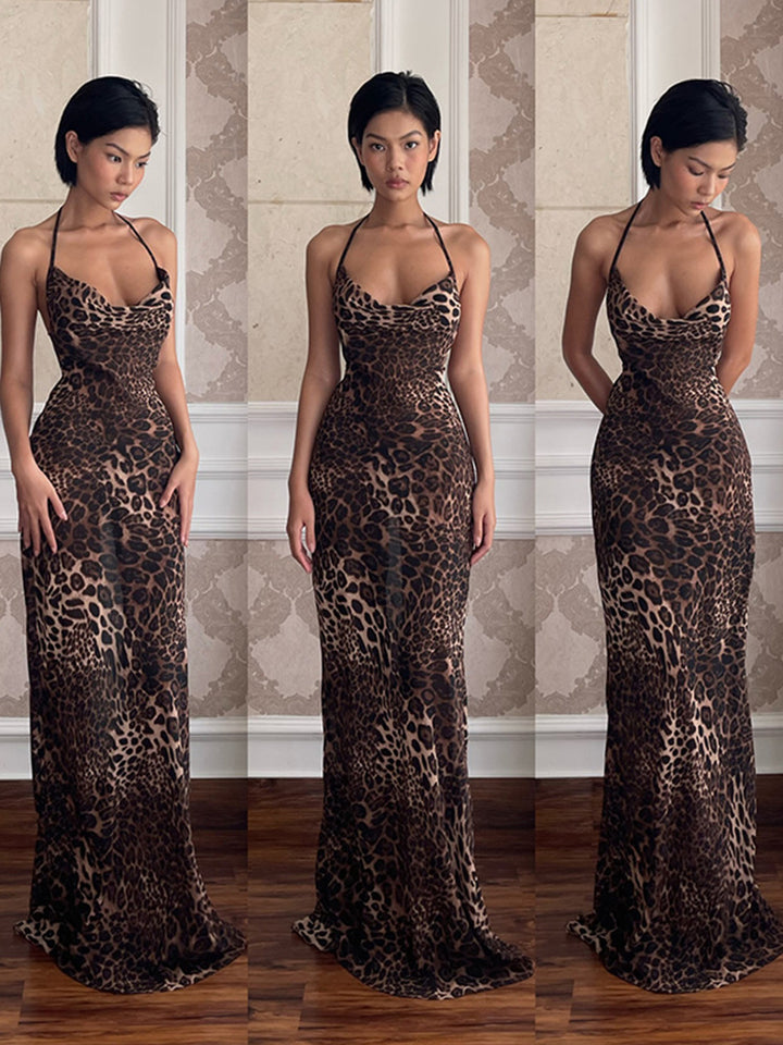 Leopard Print Backless Dress