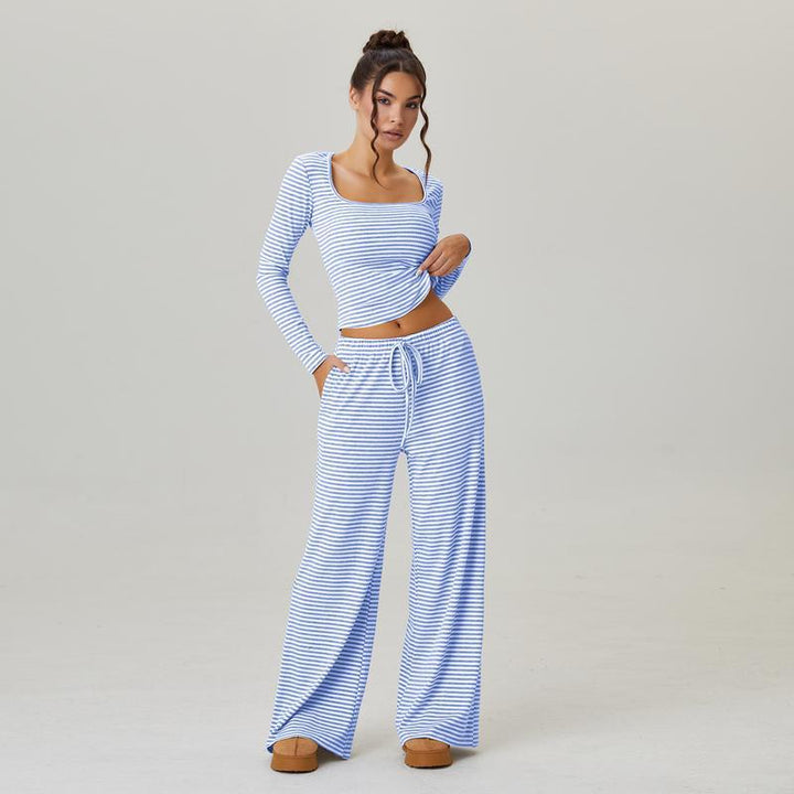 Striped slim-fit fashion suit