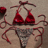 Leopard Print Colorblocked Separate Swimsuit
