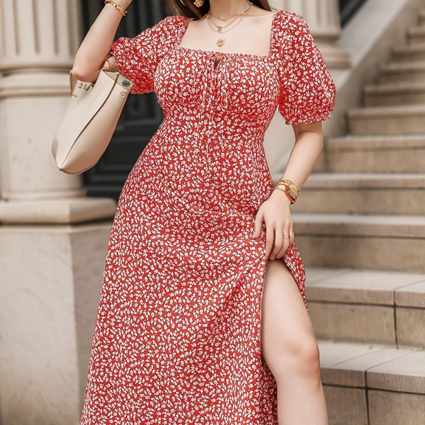Split Floral Dress