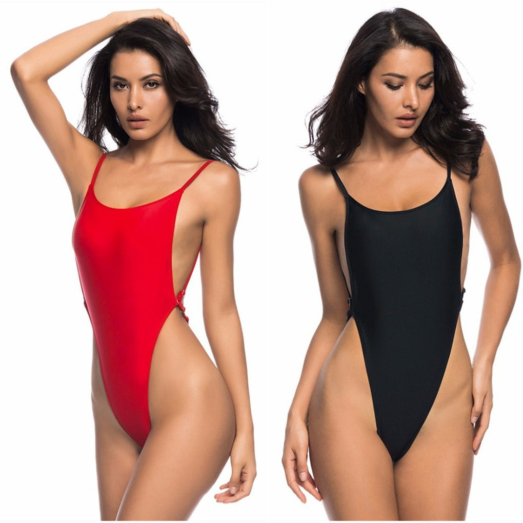 Backless Solid Color Bikini Swimsuit