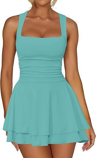 Square neck short dress