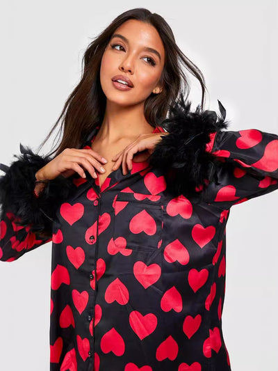 Ice silk shirt long pants loose pajamas
