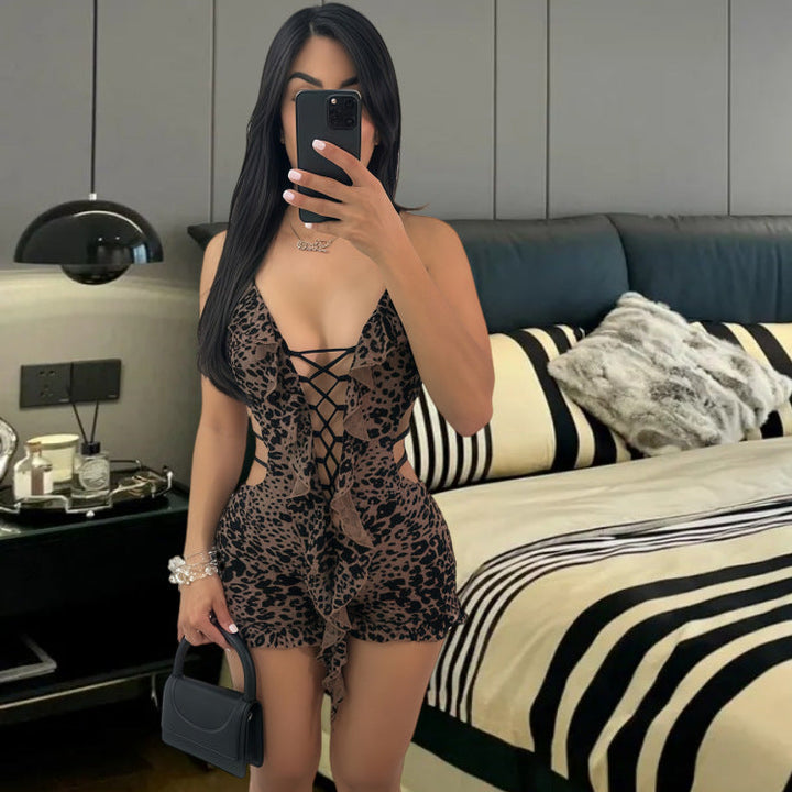 Backless tight-fitting jumpsuit shorts