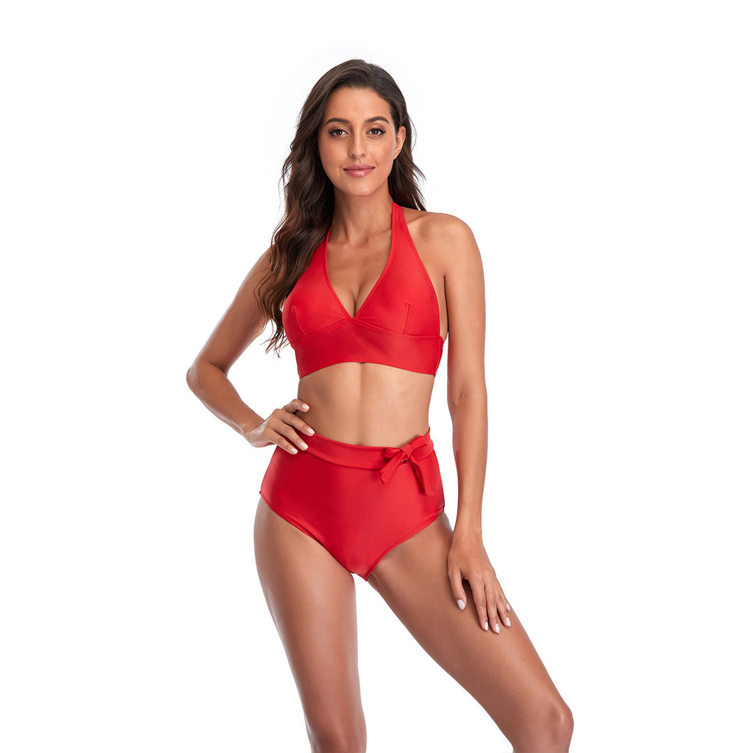 Split Leopard Print Backless Swimsuit