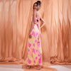 Printed Pressure Pleated Slim Bow Long Skirt