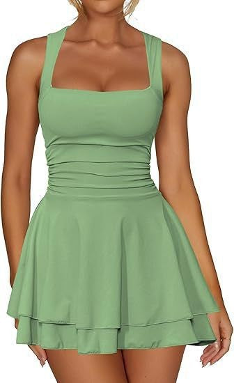 Square neck short dress
