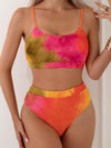 Tie-Dye Pleated Split Swimsuit