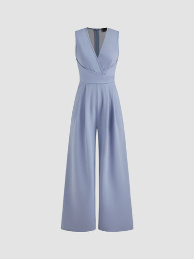V-Neck Wrap Wide Leg Jumpsuit