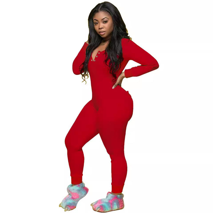Casual long-sleeved jumpsuit