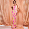 Printed Pressure Pleated Slim Bow Long Skirt