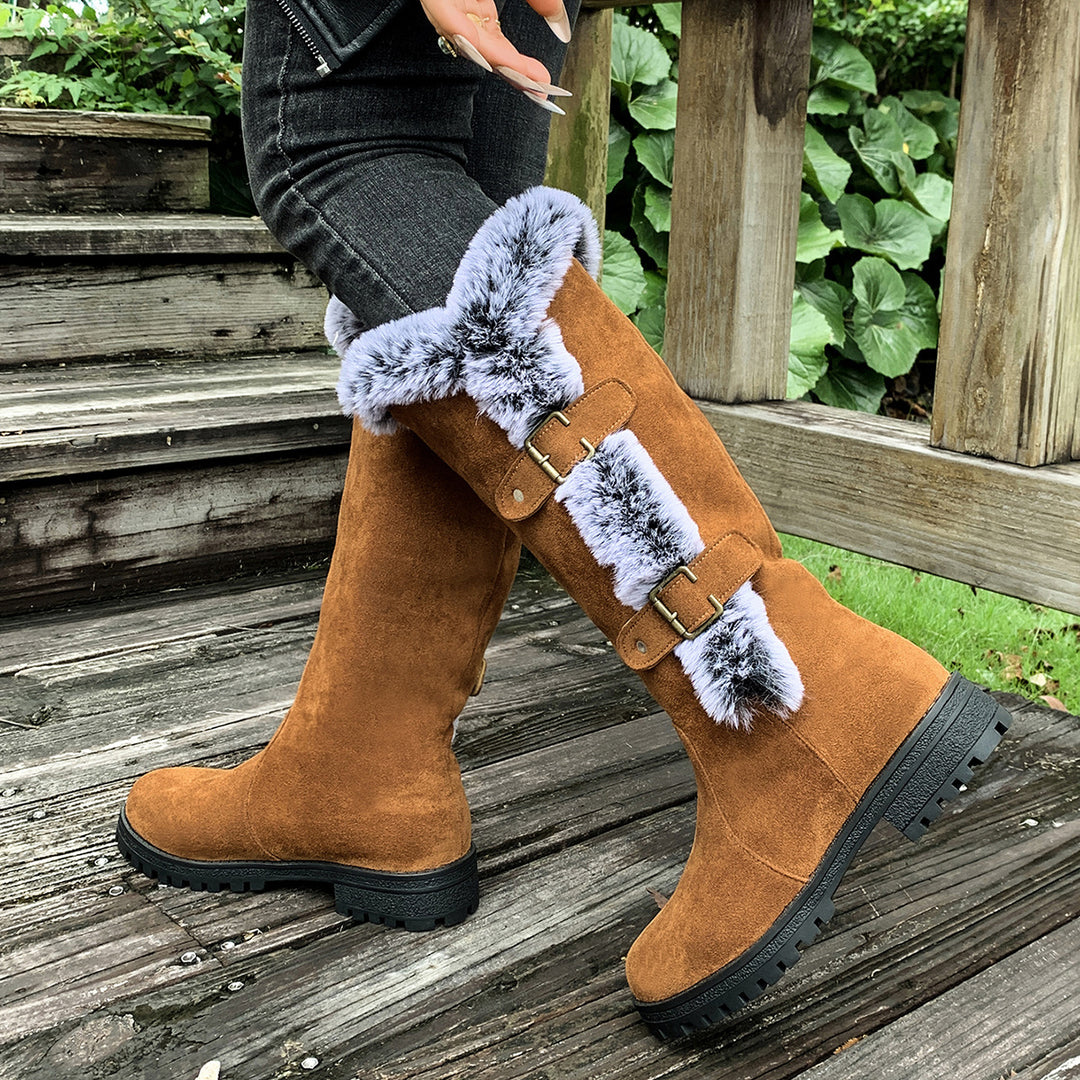warm suede platform boots