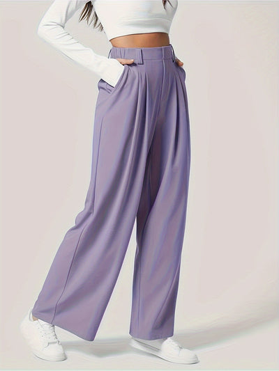 High waist wide leg casual trousers