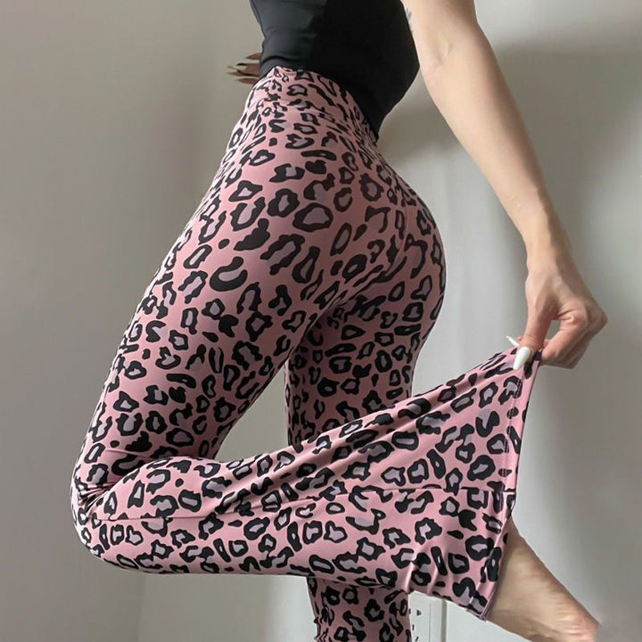 Leopard print high-waisted yoga pants