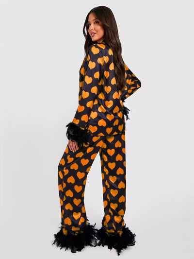 Ice silk shirt long pants loose pajamas