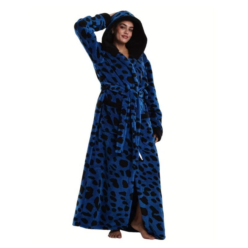 Leopard print lace-up bathrobe