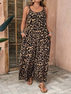 Leopard Print Sleeveless Strappy One-piece Trousers