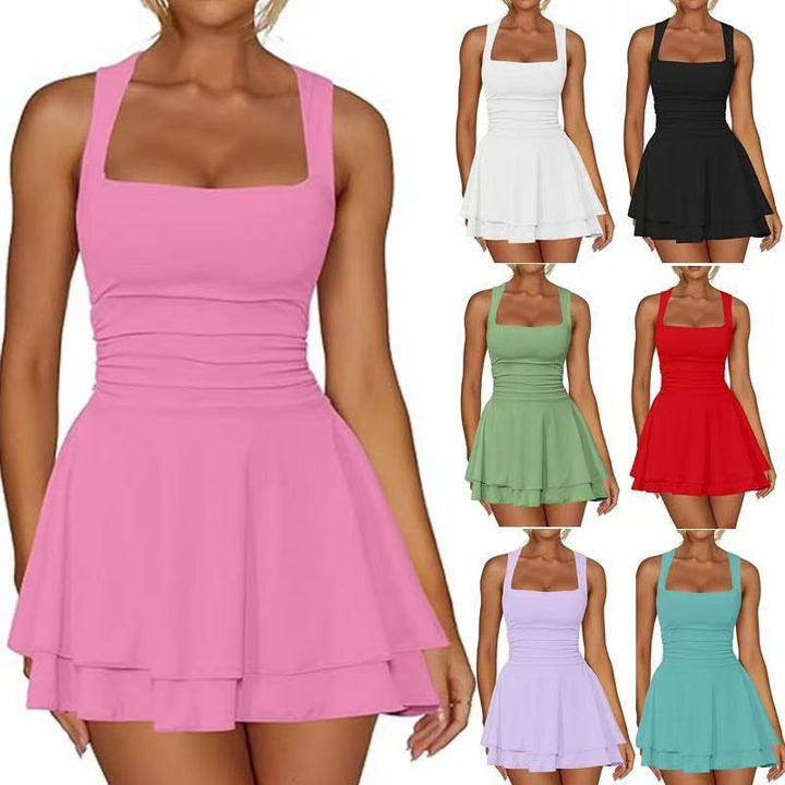 Square neck short dress