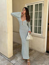 V-neck Cutout Long Dress Knit
