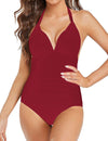 Solid color halter neck halter bikini swimsuit